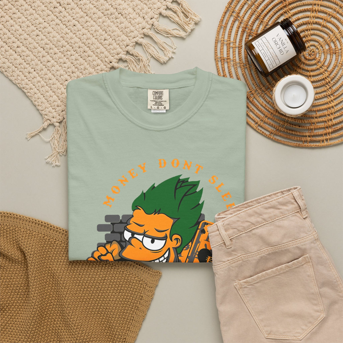 T-Shirt — 'Money Don’t Sleep' Cartoon Hustle Tee