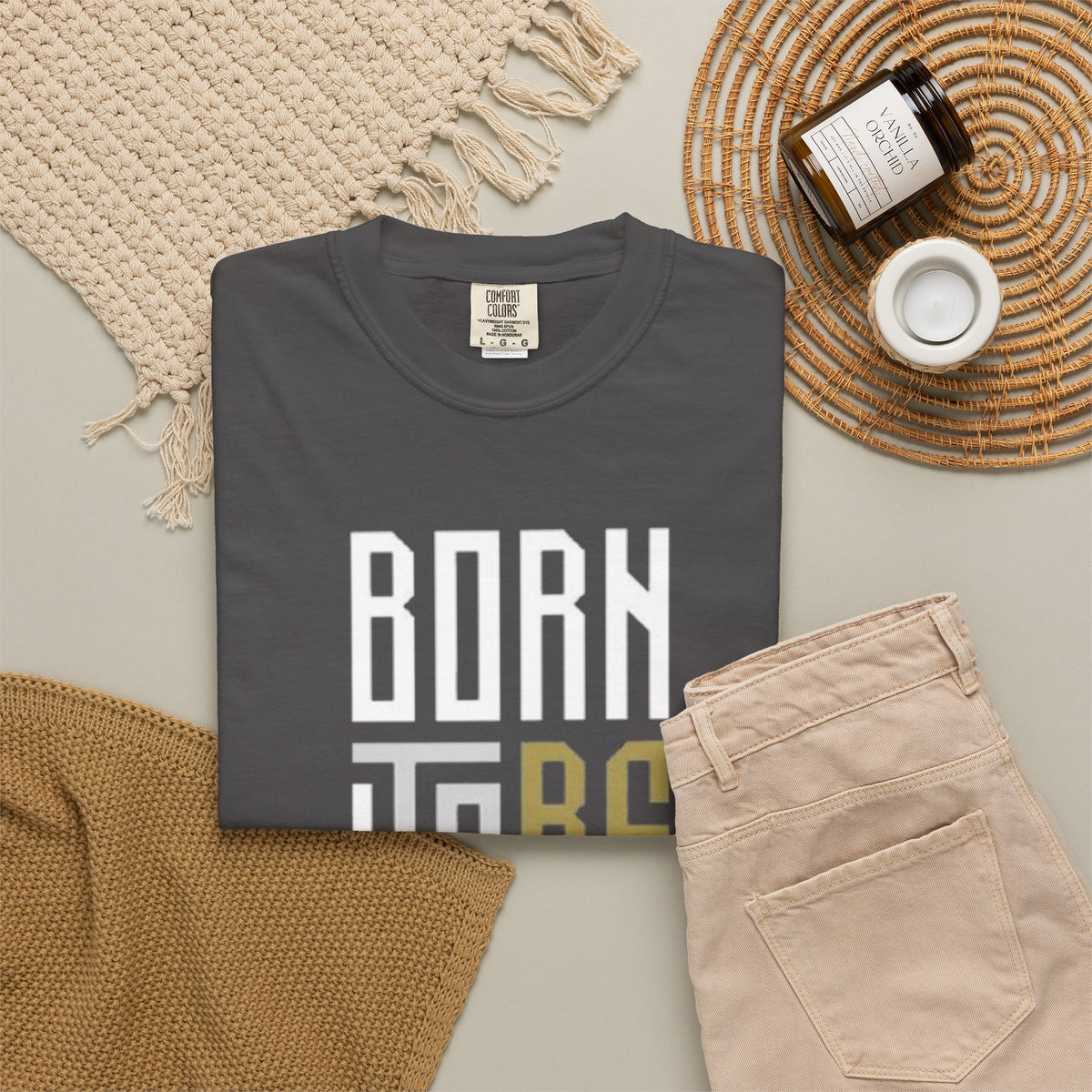 T-Shirt — "Born To Be Untile" Bold Vertical Typography Tee