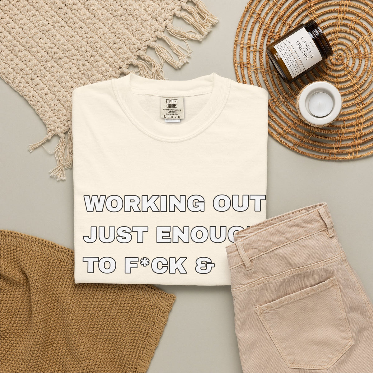 GYM T-Shirt — "Working Out Just Enough to F*ck & Fight" Motivational Sarcastic Tee
