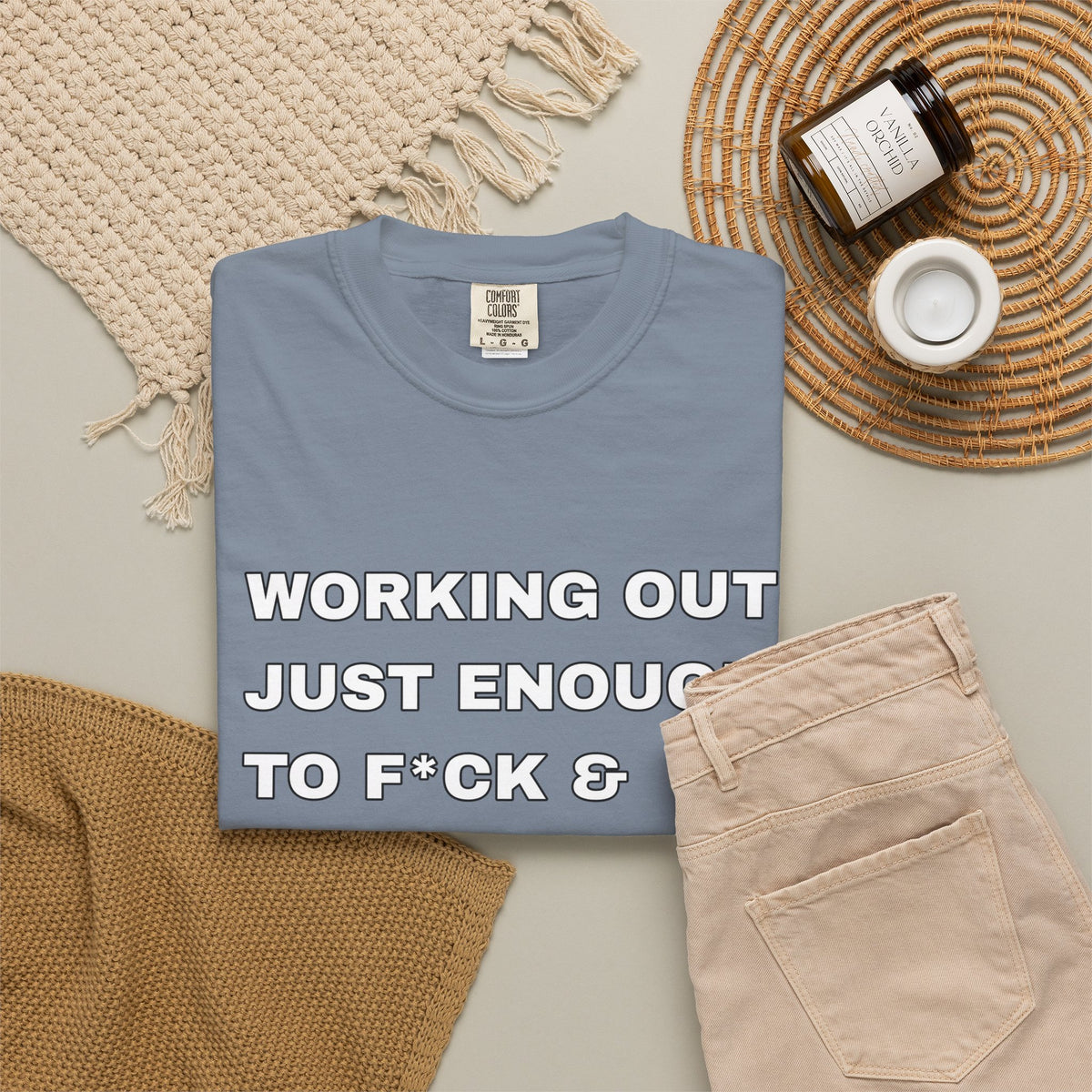 GYM T-Shirt — "Working Out Just Enough to F*ck & Fight" Motivational Sarcastic Tee
