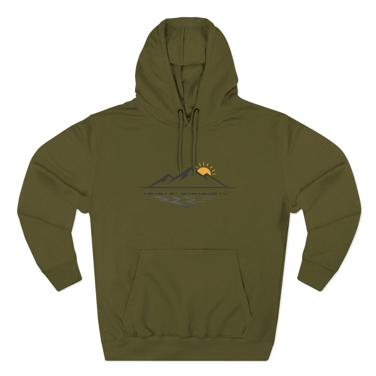 Mountain Sunrise Hoodie — Minimal Outdoor Graphic Pullover