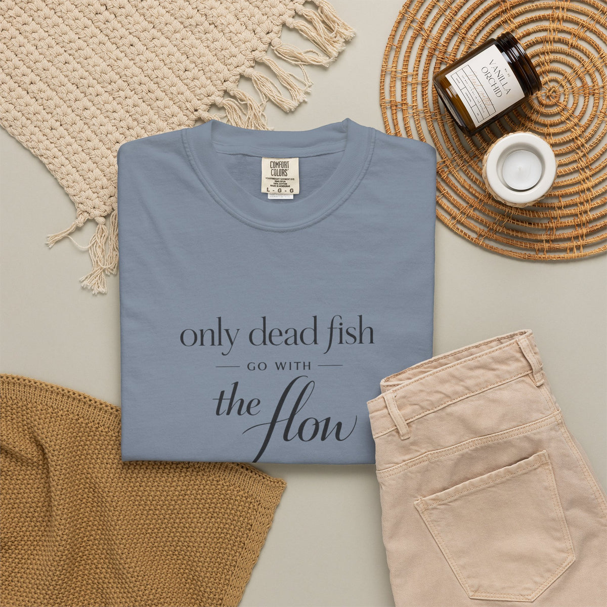 'Only Dead Fish Go With the Flow' Graphic T-Shirt