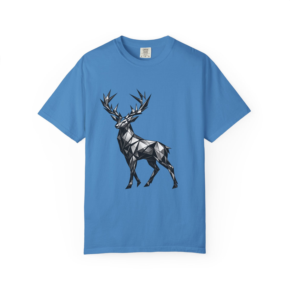 Geometric Stag T-Shirt — Black Polygon Deer Graphic Tee