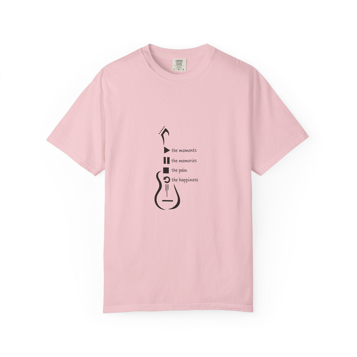 Guitar Silhouette Tee — "Our Moments, Our Memories, Our Music, Our Happiness"
