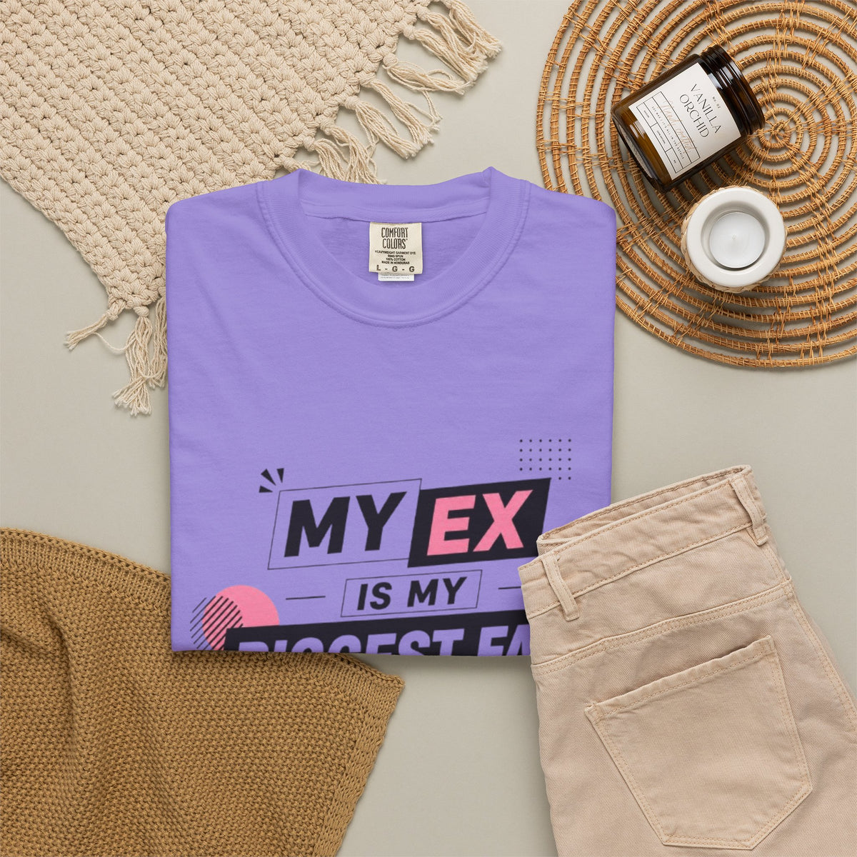Funny Graphic T-Shirt — "My Ex Is My Biggest Fan" Retro Pink & Black