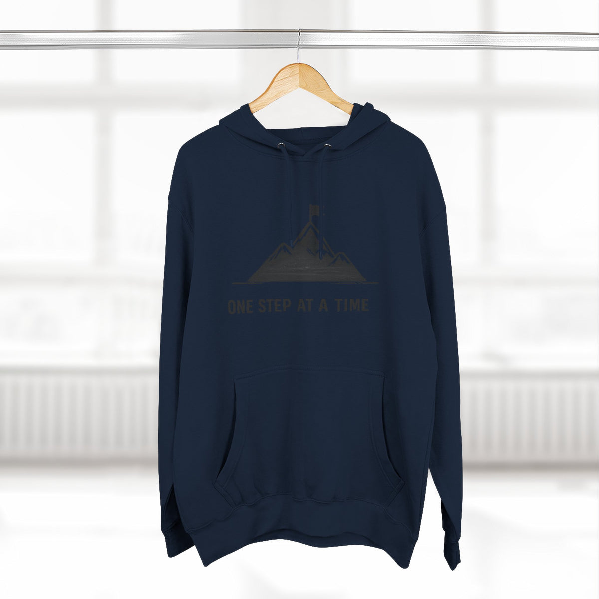 Hoodie - 'One Step at a Time' Mountain Graphic Fleece Hoodie