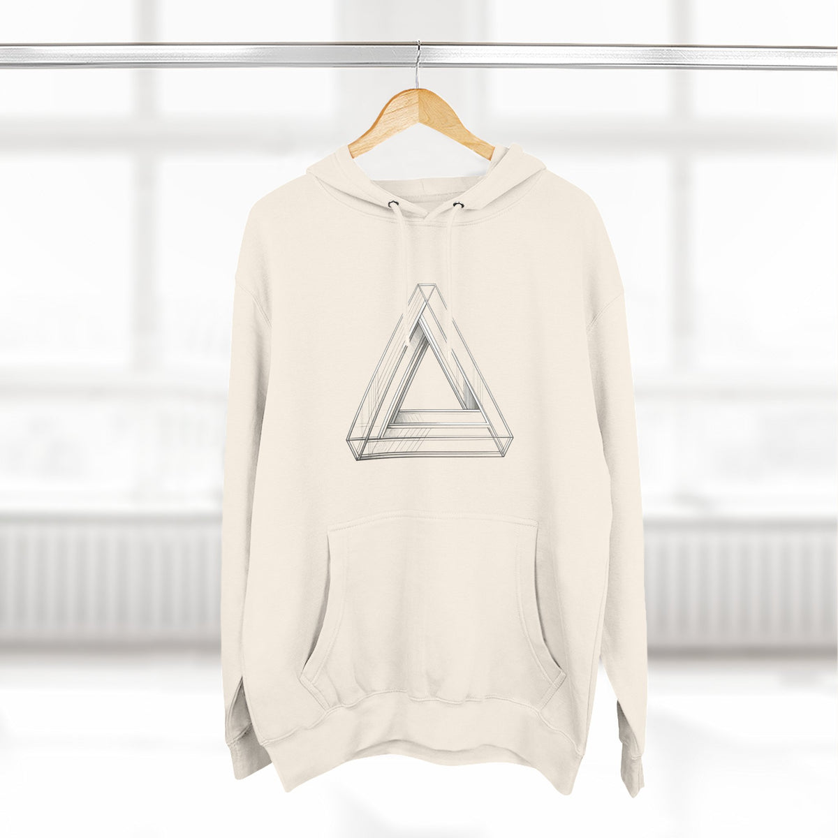 Minimal Geometric Triangle Hoodie — Three-Panel Illusion Design