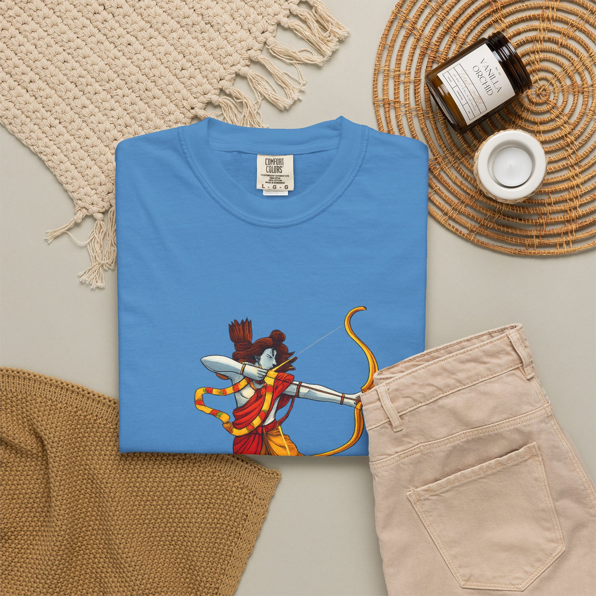 Ram Archer T-Shirt with ‘Jai Shri Ram’ Hindi Script — Hindu Festival & Devotional Tee