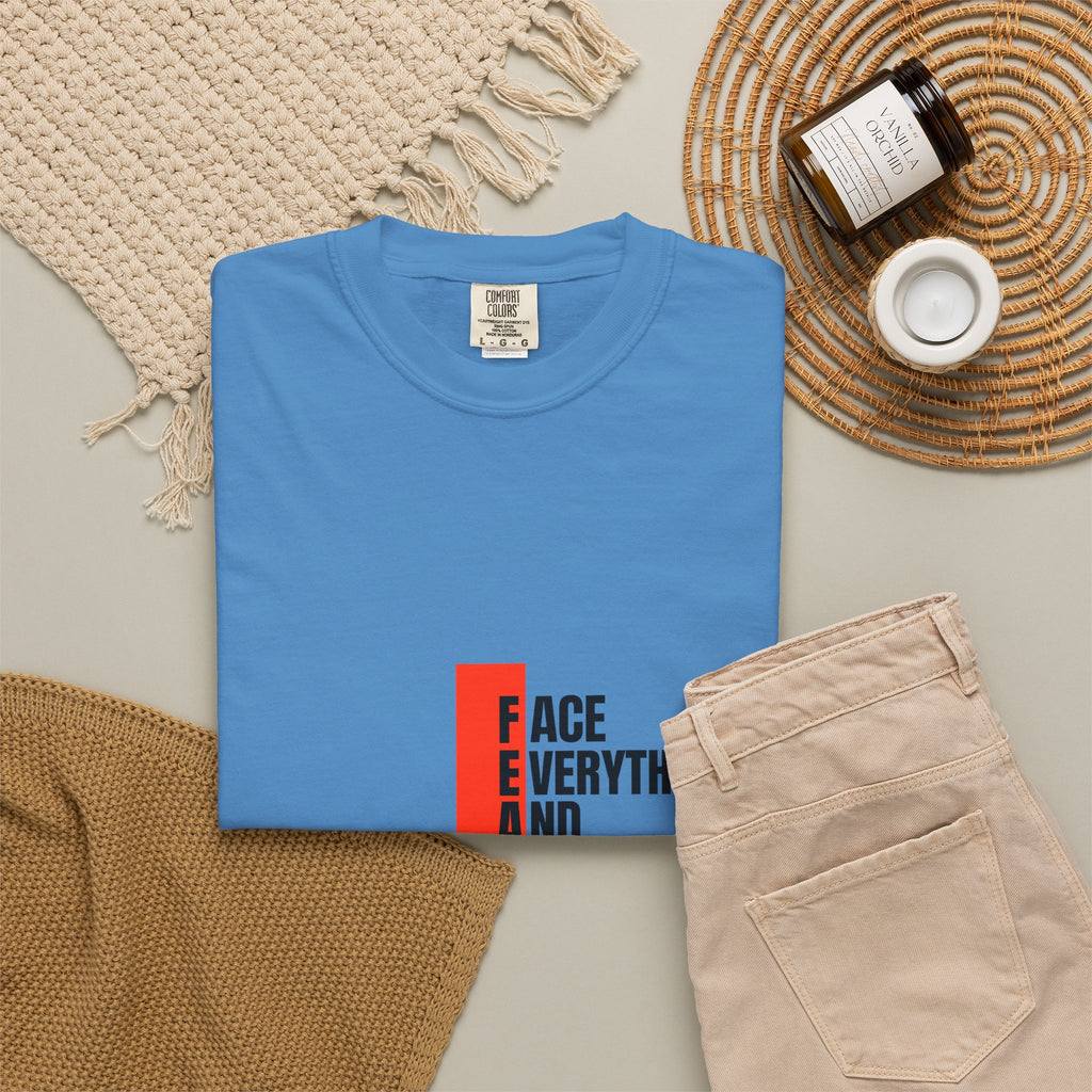 Motivational T-Shirt — "FEAR: Face Everything And Rise" Bold Red Accent