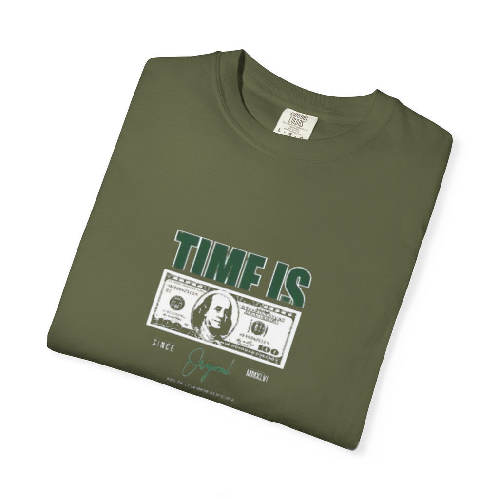 Money Vibe T-Shirt — "TIME IS" Graphic Dollar Bill Tee