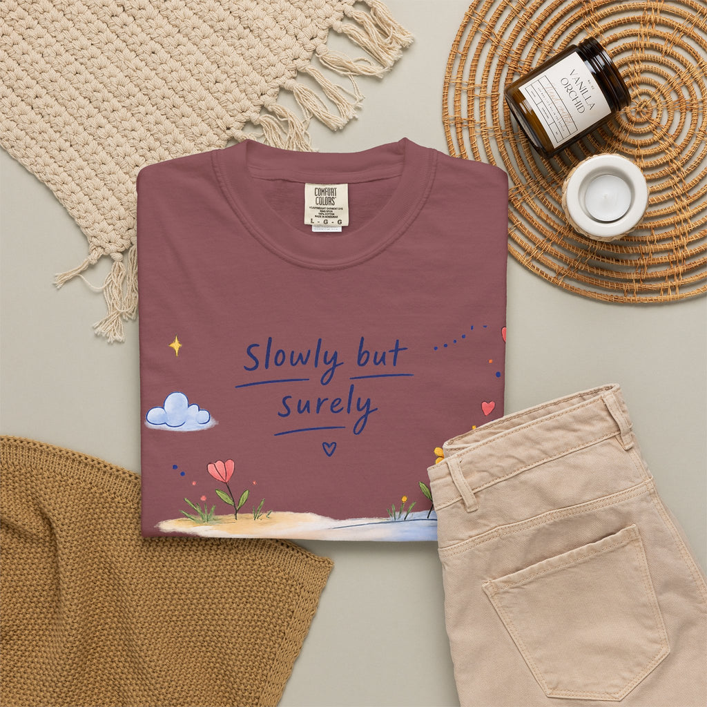 T-Shirt — "Slowly but Surely" Cute Doodle Graphic Tee