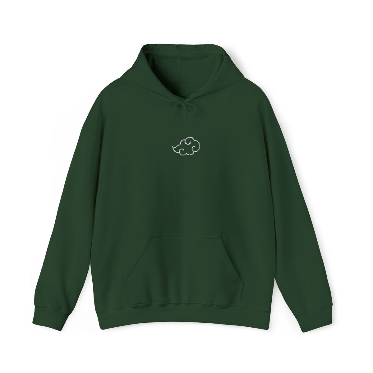 Minimal Cloud Outline Hoodie — Small White Cloud Graphic Embroidered