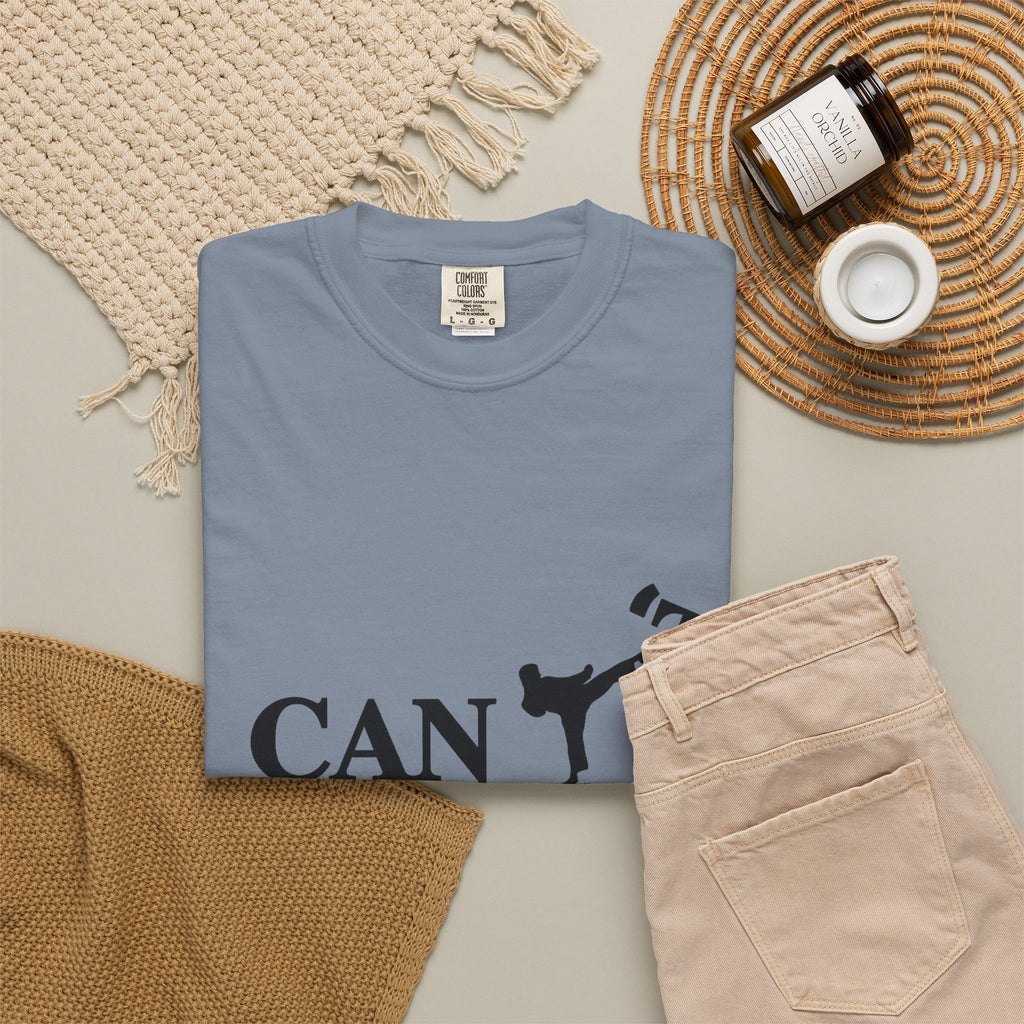 T-Shirt — 'CAN'T' Motivational Graphic Tee (Silhouette Kicking Apostrophe)