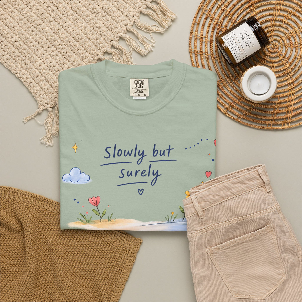 T-Shirt — "Slowly but Surely" Cute Doodle Graphic Tee