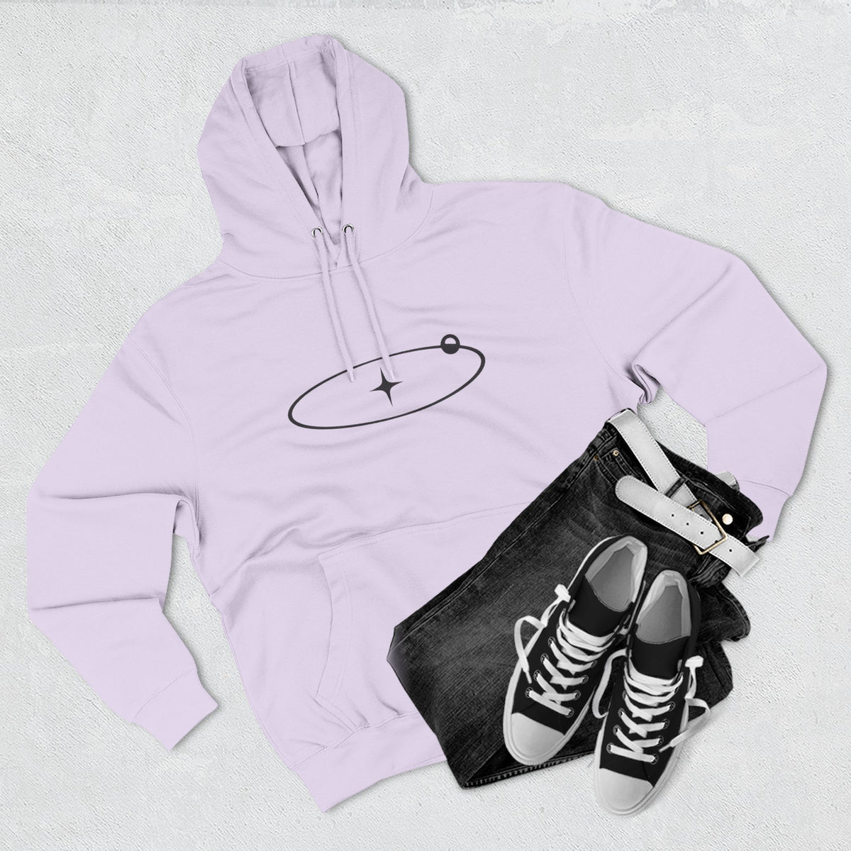 Minimal Orbit Hoodie — Simple Space Graphic Pullover