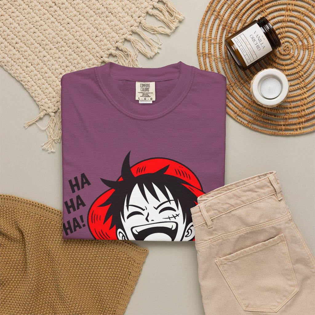 Anime Luffy Laughing Graphic T-shirt - Monkey D. Luffy Peace Sign Tee