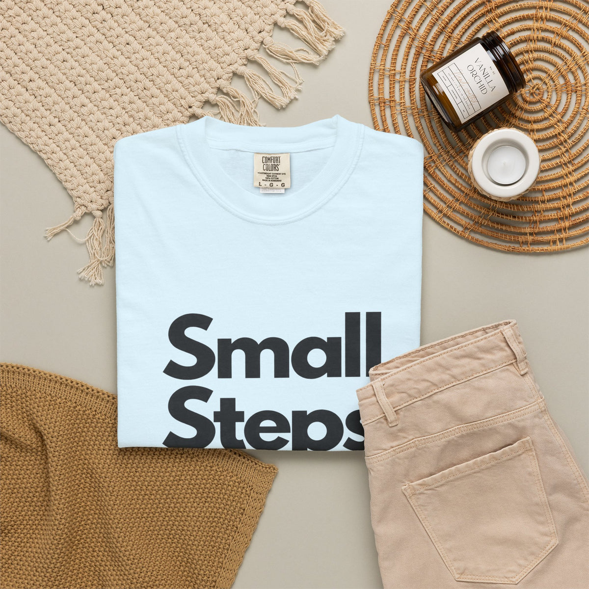 Motivational Tee — “Small Steps Every Day.” Inspirational Casual T-Shirt