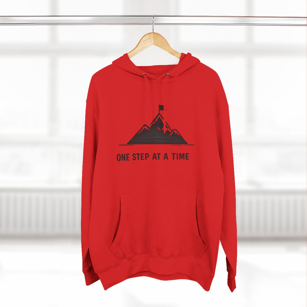Hoodie - 'One Step at a Time' Mountain Graphic Fleece Hoodie