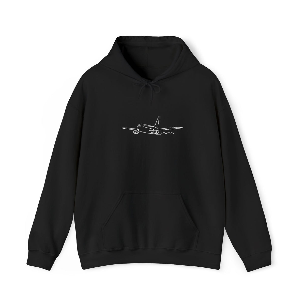 Airplane Silhouette Embroidered Hoodie — Minimal Flight Crew & Aviation Gift