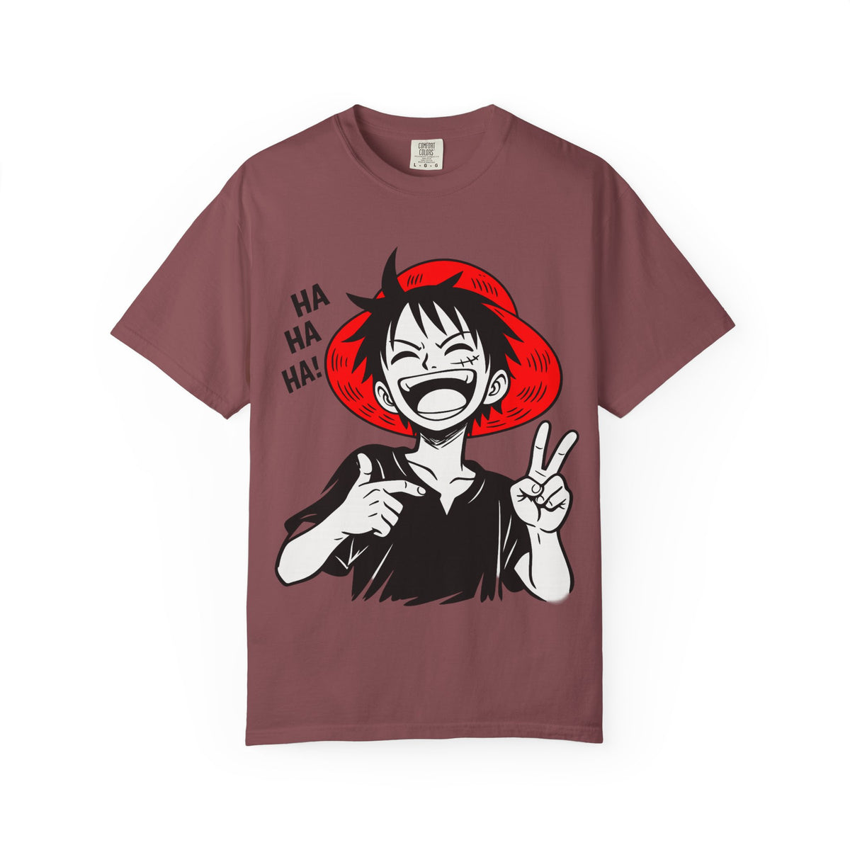 Anime Luffy Laughing Graphic T-shirt - Monkey D. Luffy Peace Sign Tee