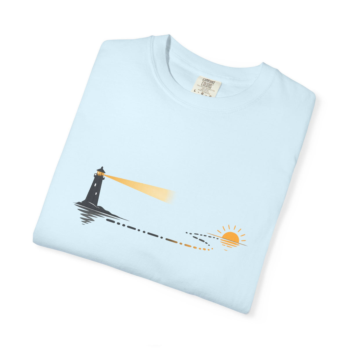 Lighthouse Sunset T-Shirt — Nautical Coastal Tee with Beacon Graphic