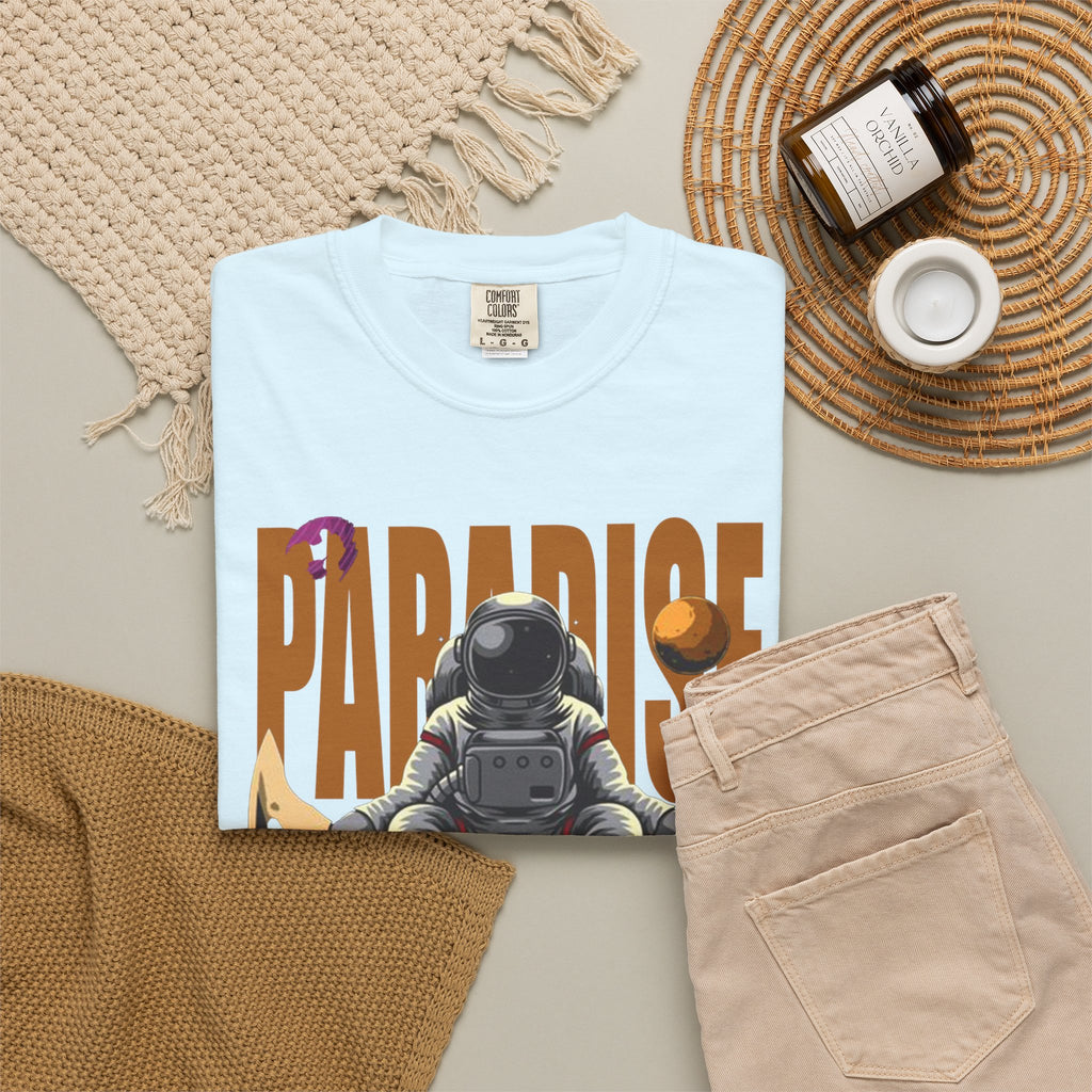 T-Shirt — 'Paradise: Never Get Tired of Getting Lost' Astronaut Graphic Tee