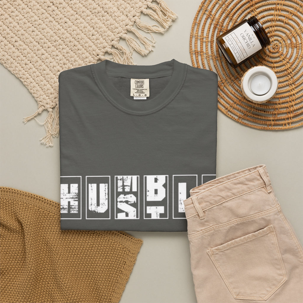 Hustle Block Letter T-Shirt — Vintage Graphic Tee with 'HUSTLE' Design