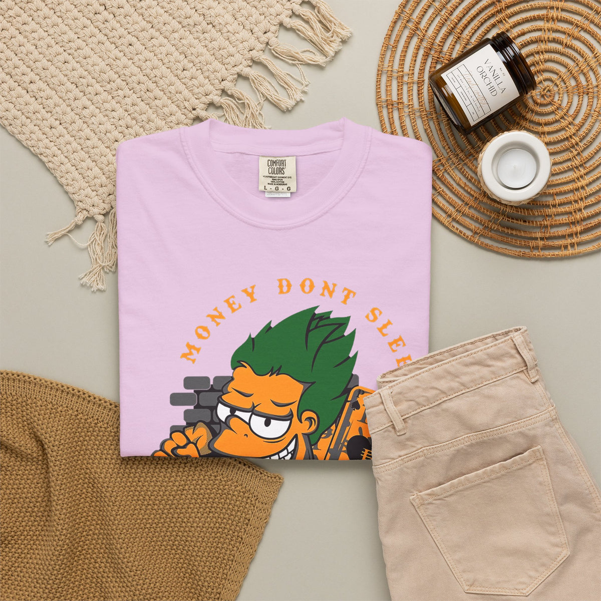T-Shirt — 'Money Don’t Sleep' Cartoon Hustle Tee