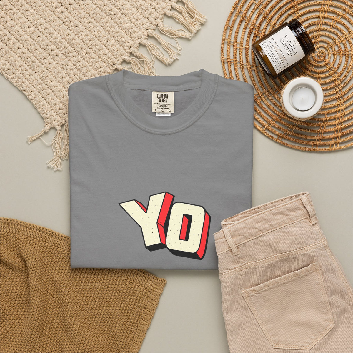 Yo Graphic T-Shirt — Retro 3D Lettering Tee