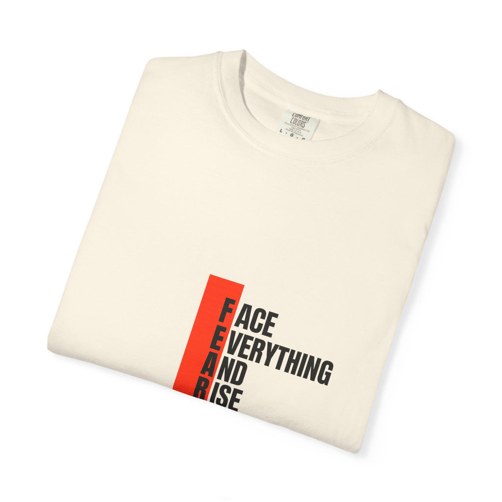 Motivational T-Shirt — "FEAR: Face Everything And Rise" Bold Red Accent
