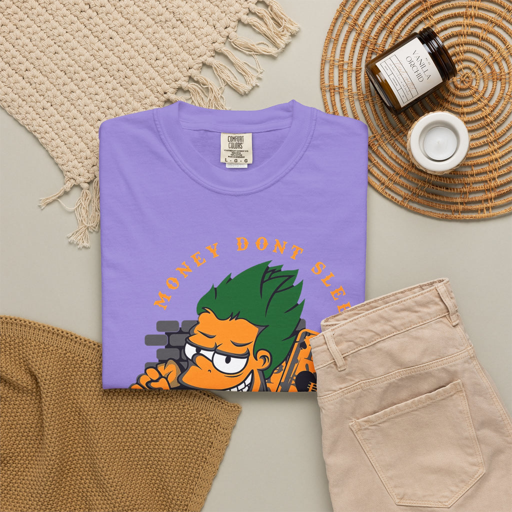 T-Shirt — 'Money Don’t Sleep' Cartoon Hustle Tee