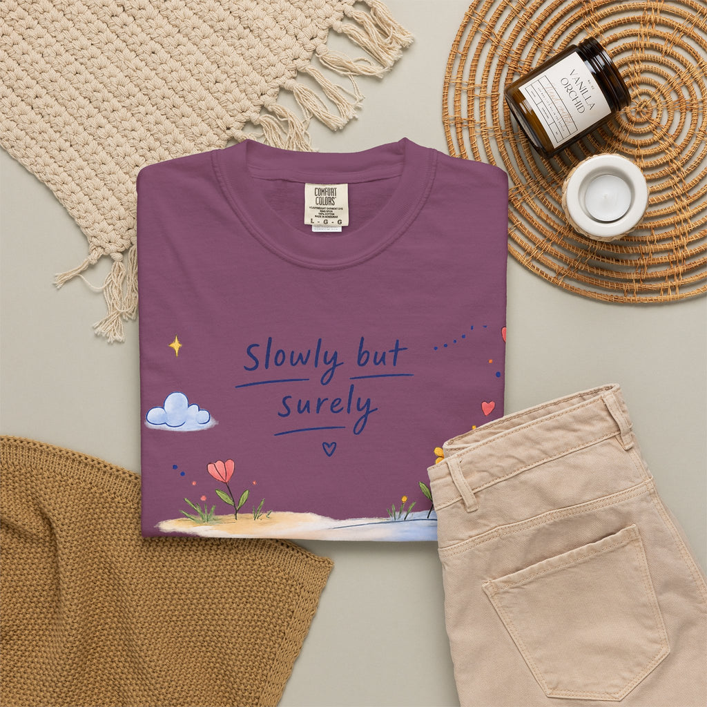 T-Shirt — "Slowly but Surely" Cute Doodle Graphic Tee