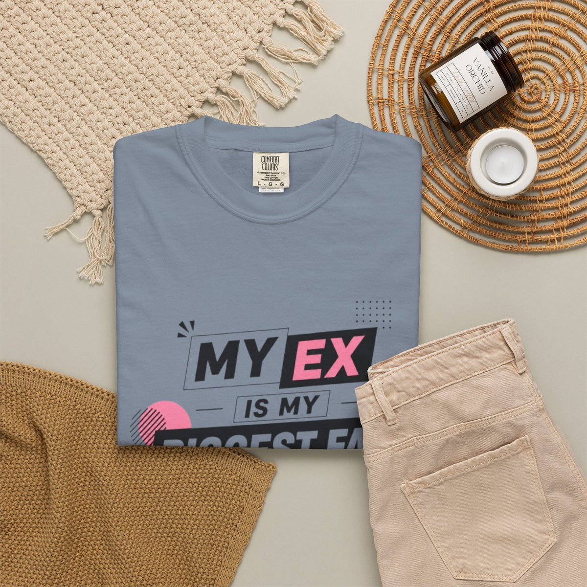 Funny Graphic T-Shirt — "My Ex Is My Biggest Fan" Retro Pink & Black