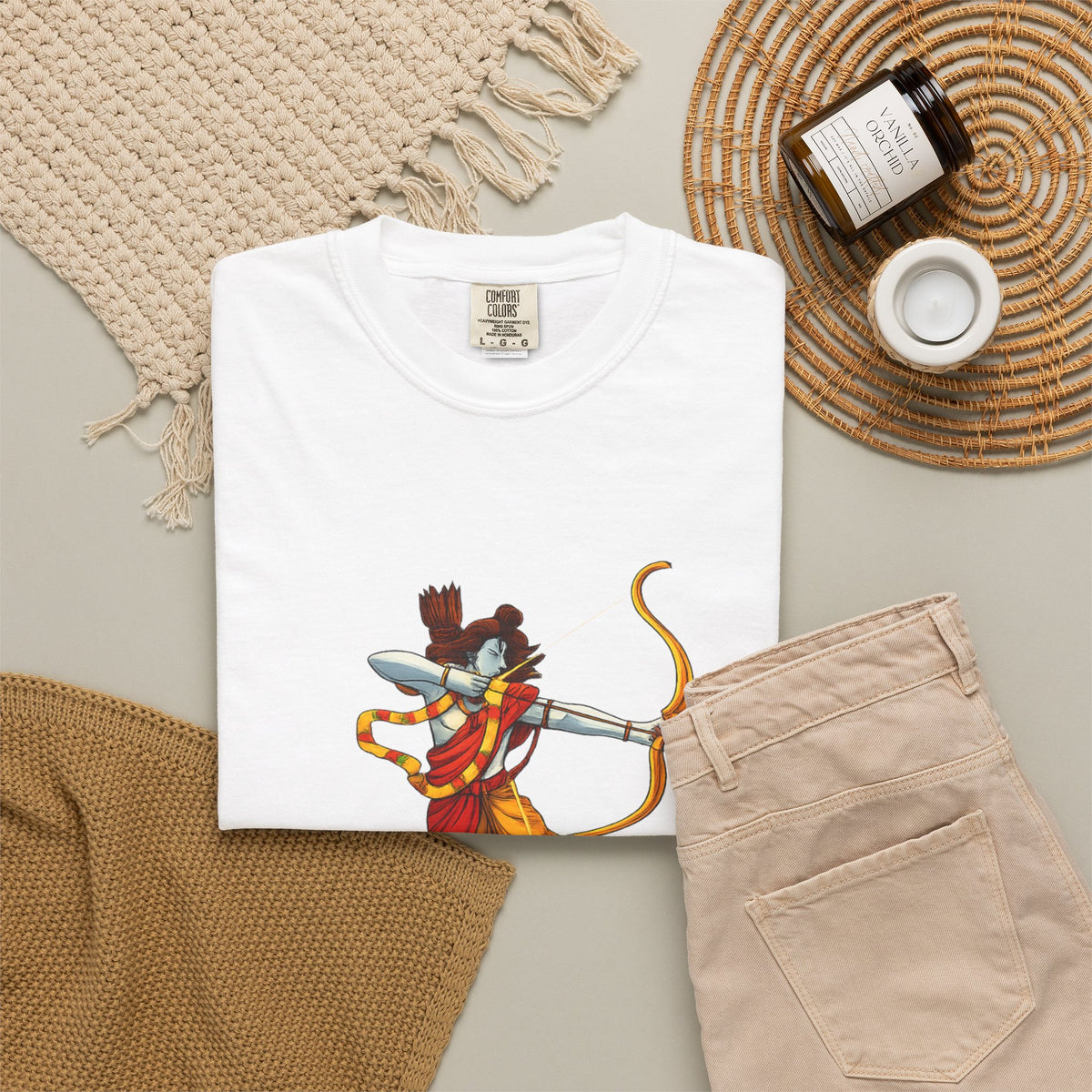 Ram Archer T-Shirt with ‘Jai Shri Ram’ Hindi Script — Hindu Festival & Devotional Tee