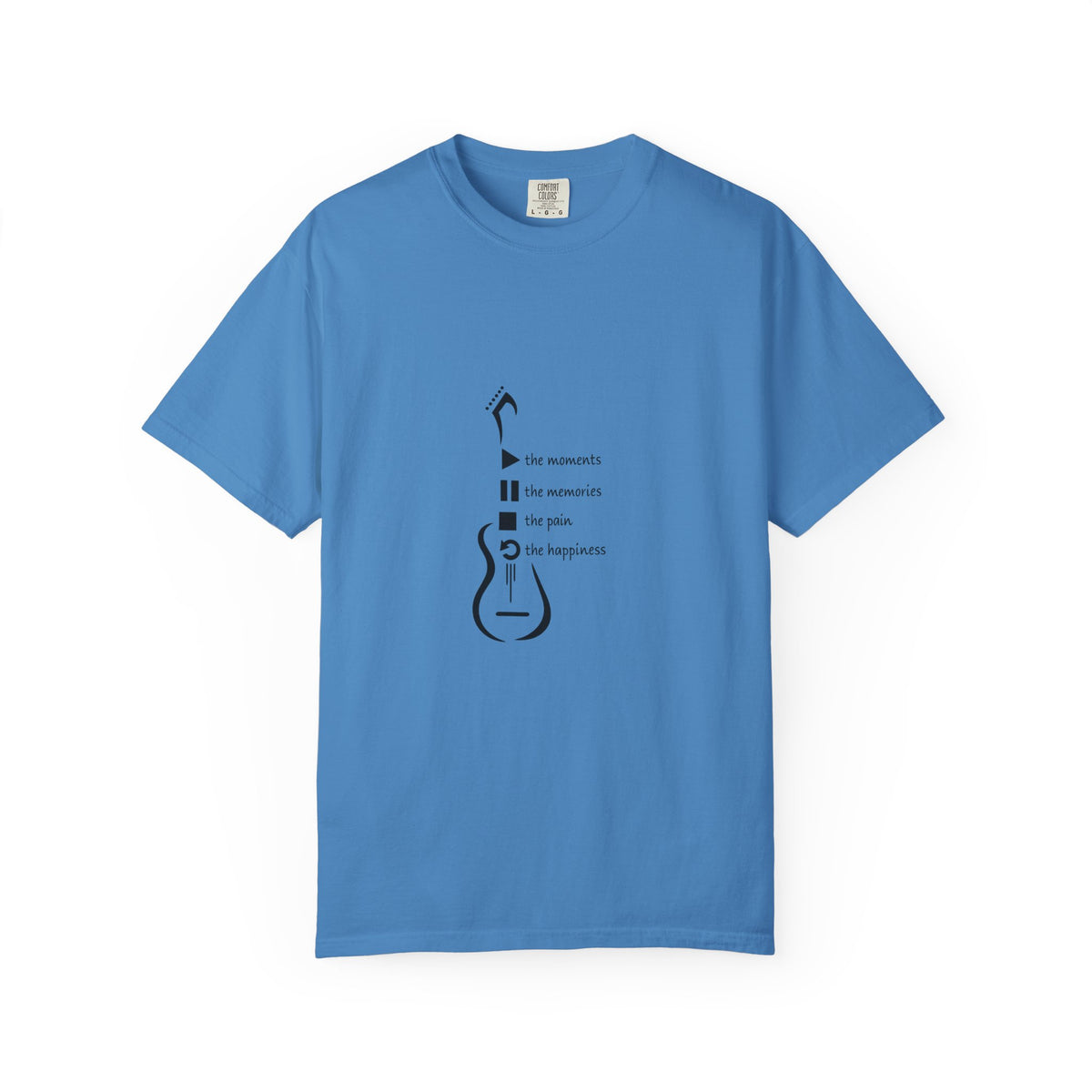Guitar Silhouette Tee — "Our Moments, Our Memories, Our Music, Our Happiness"