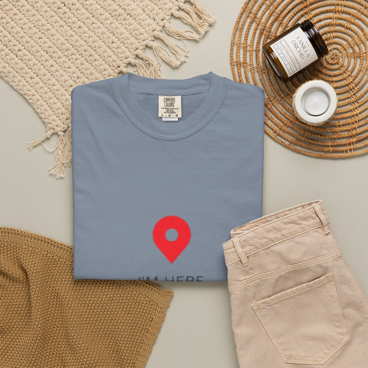 I’m Here T‑Shirt — Location Pin Graphic Tee