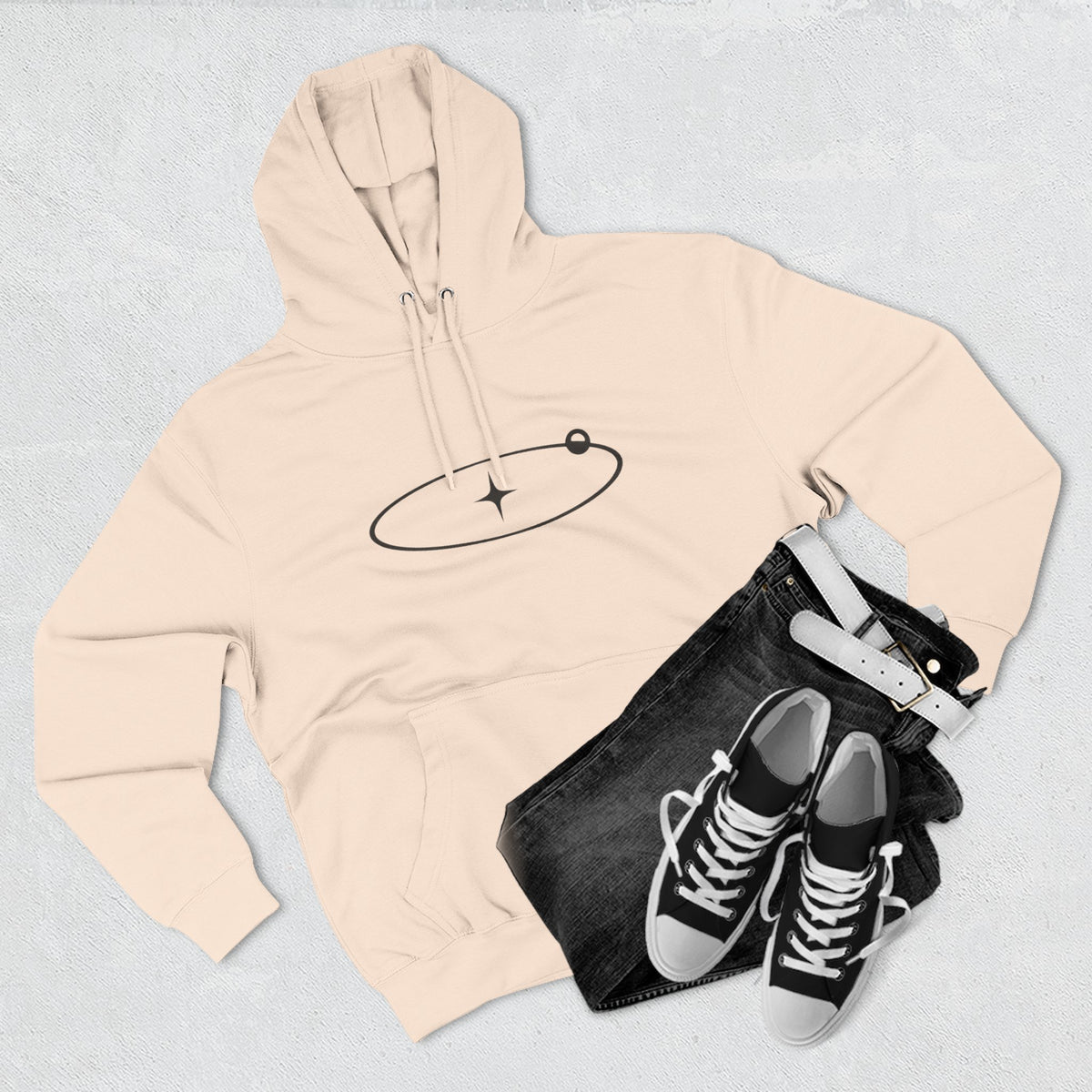 Minimal Orbit Hoodie — Simple Space Graphic Pullover