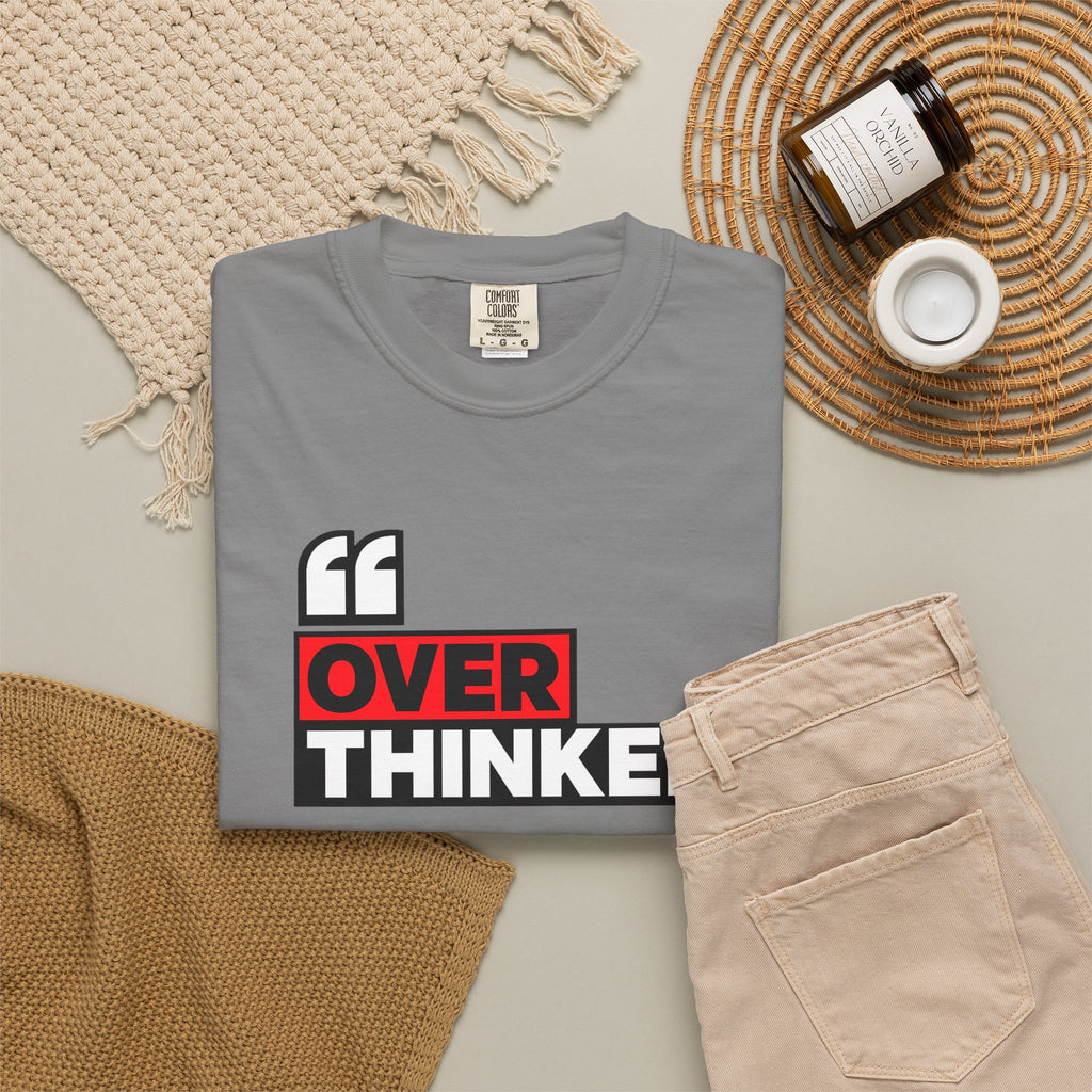 Overthinker Graphic T-Shirt — Bold Red & Black Text Tee