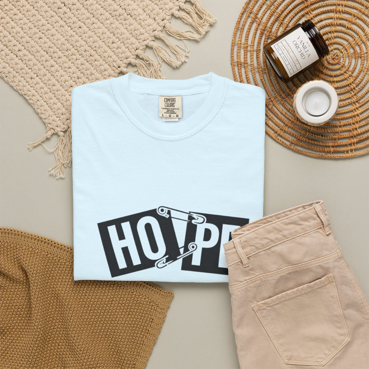 Hope Safety Pin T-Shirt — Graphic 'HOPE' Design