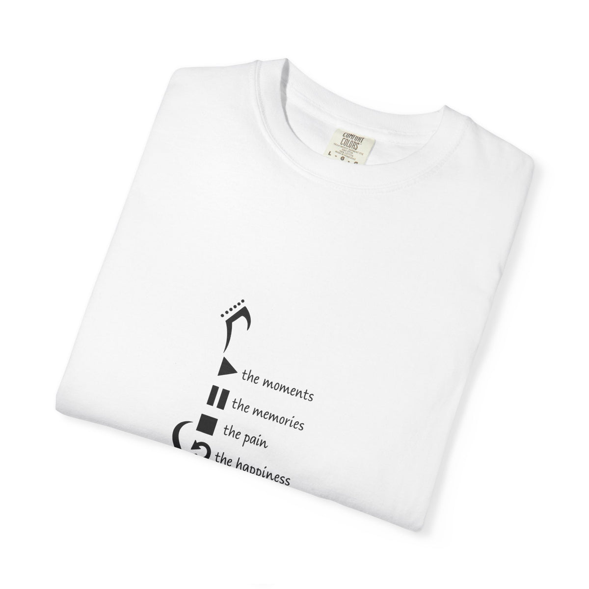 Guitar Silhouette Tee — "Our Moments, Our Memories, Our Music, Our Happiness"