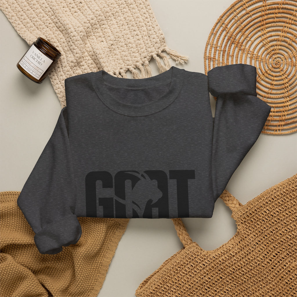GOAT Graphic Sweatshirt — Athletic "GOAT" Logo Crewneck for Sports Fans
