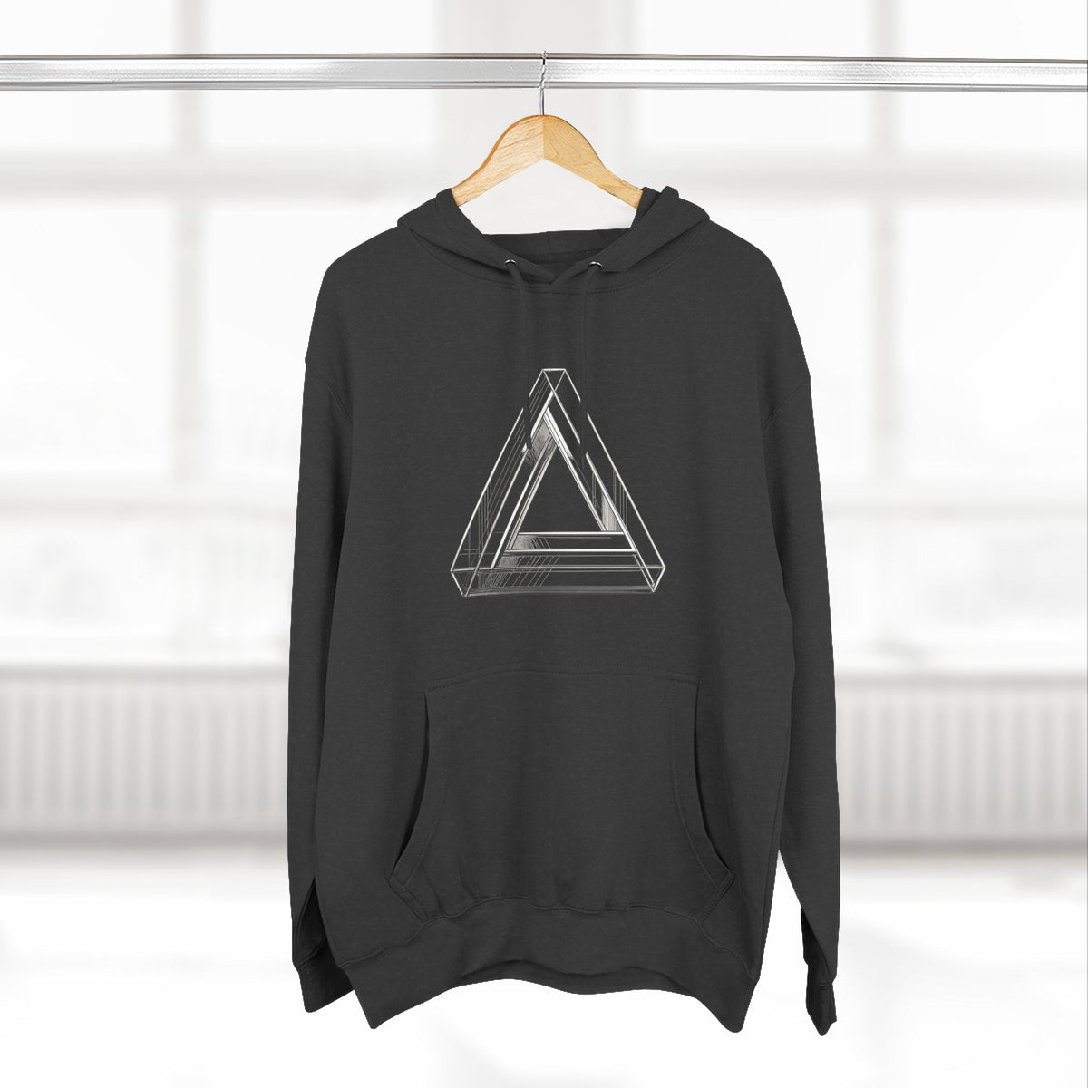 Minimal Geometric Triangle Hoodie — Three-Panel Illusion Design