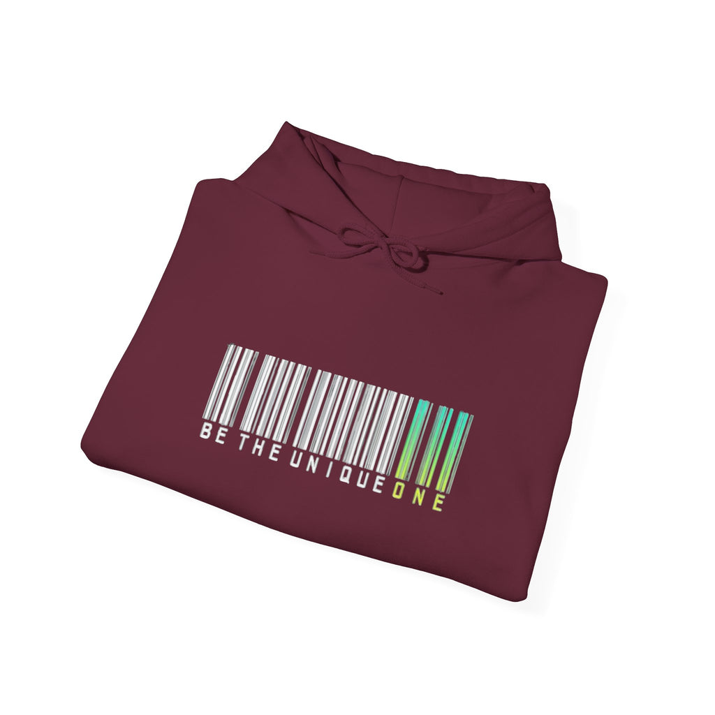 Unique One Barcode Hoodie — "Be the Unique One" Graphic Pullover