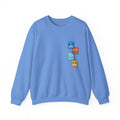 Emotional Blocks Crewneck Sweatshirt — Stacked Expressive Face Cubes Graphic