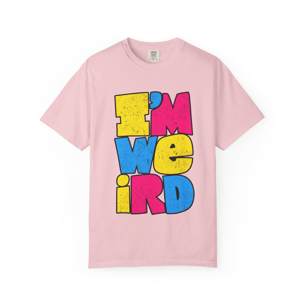 "I'M WEIRD" Colorblock Graphic T-Shirt — Retro Pop Statement Tee