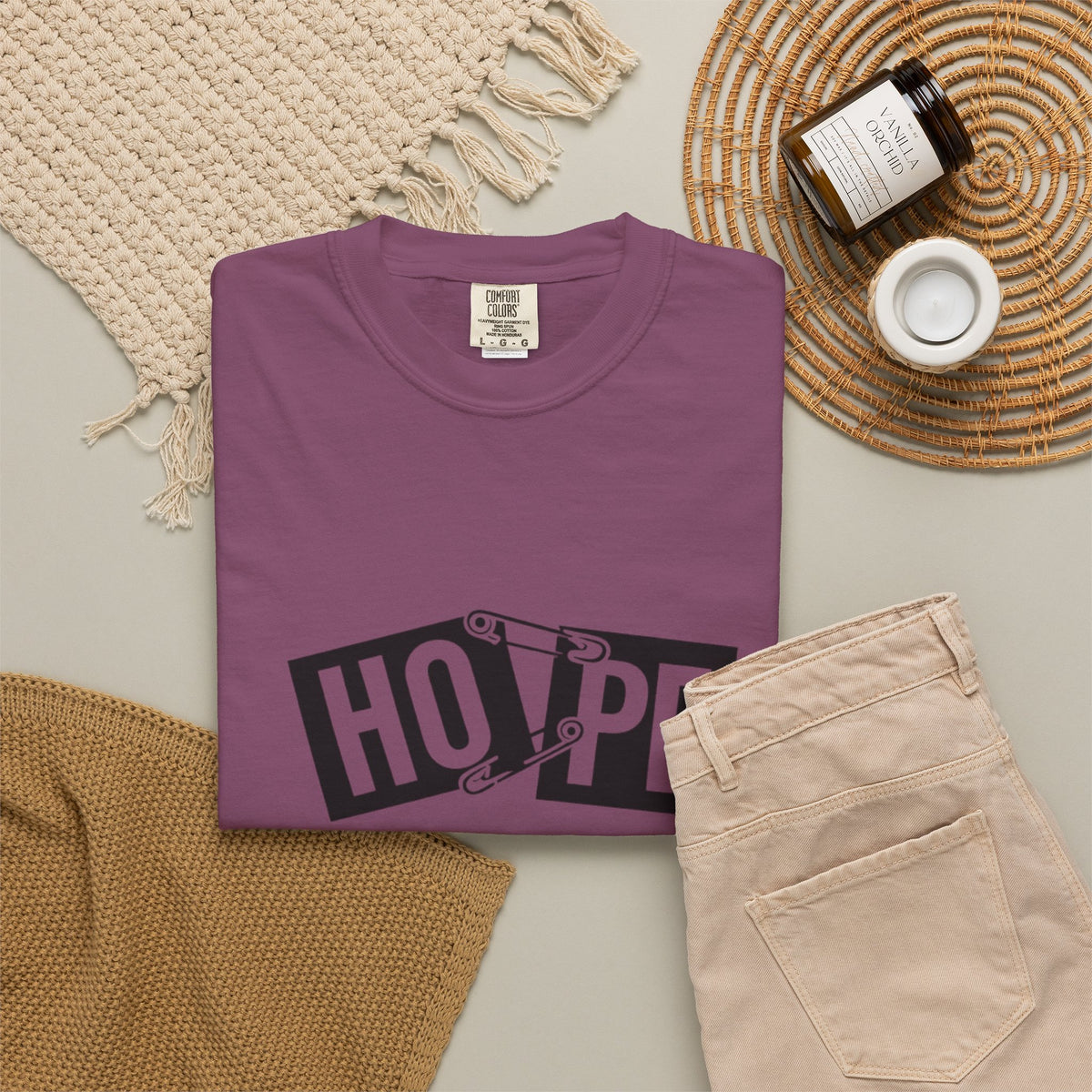 Hope Safety Pin T-Shirt — Graphic 'HOPE' Design