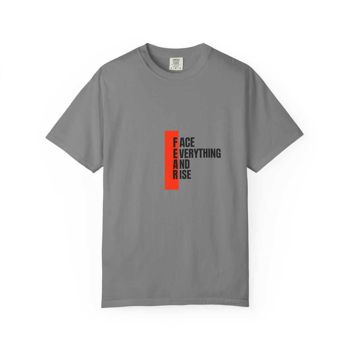 Motivational T-Shirt — "FEAR: Face Everything And Rise" Bold Red Accent