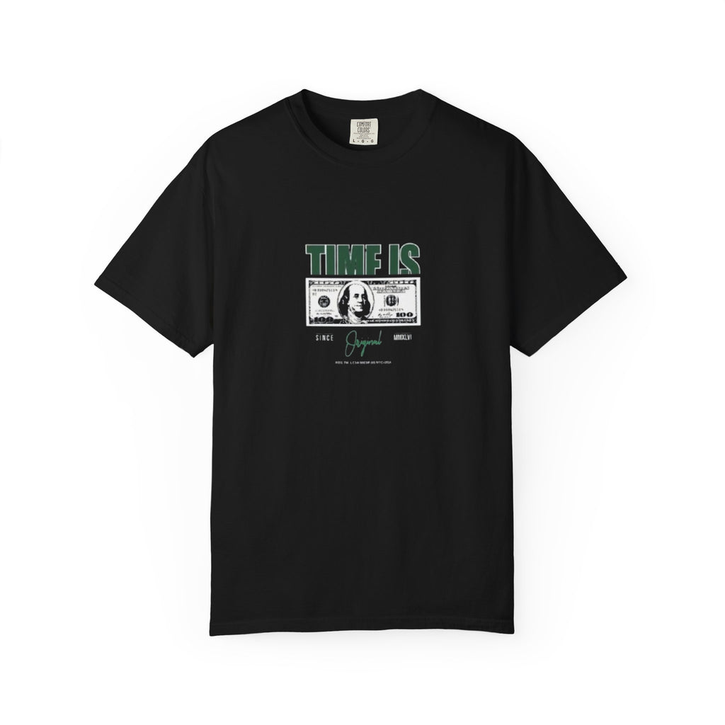 Money Vibe T-Shirt — "TIME IS" Graphic Dollar Bill Tee