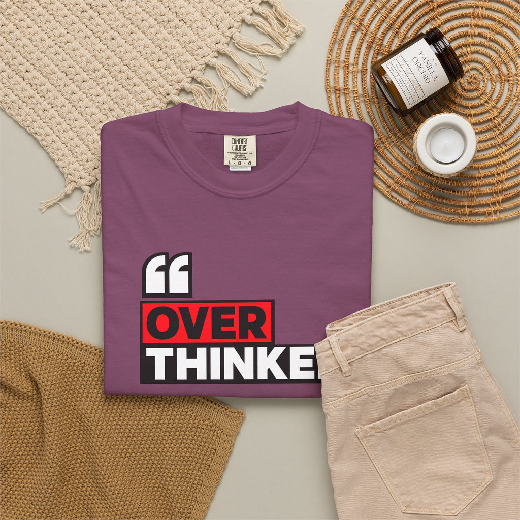 Overthinker Graphic T-Shirt — Bold Red & Black Text Tee