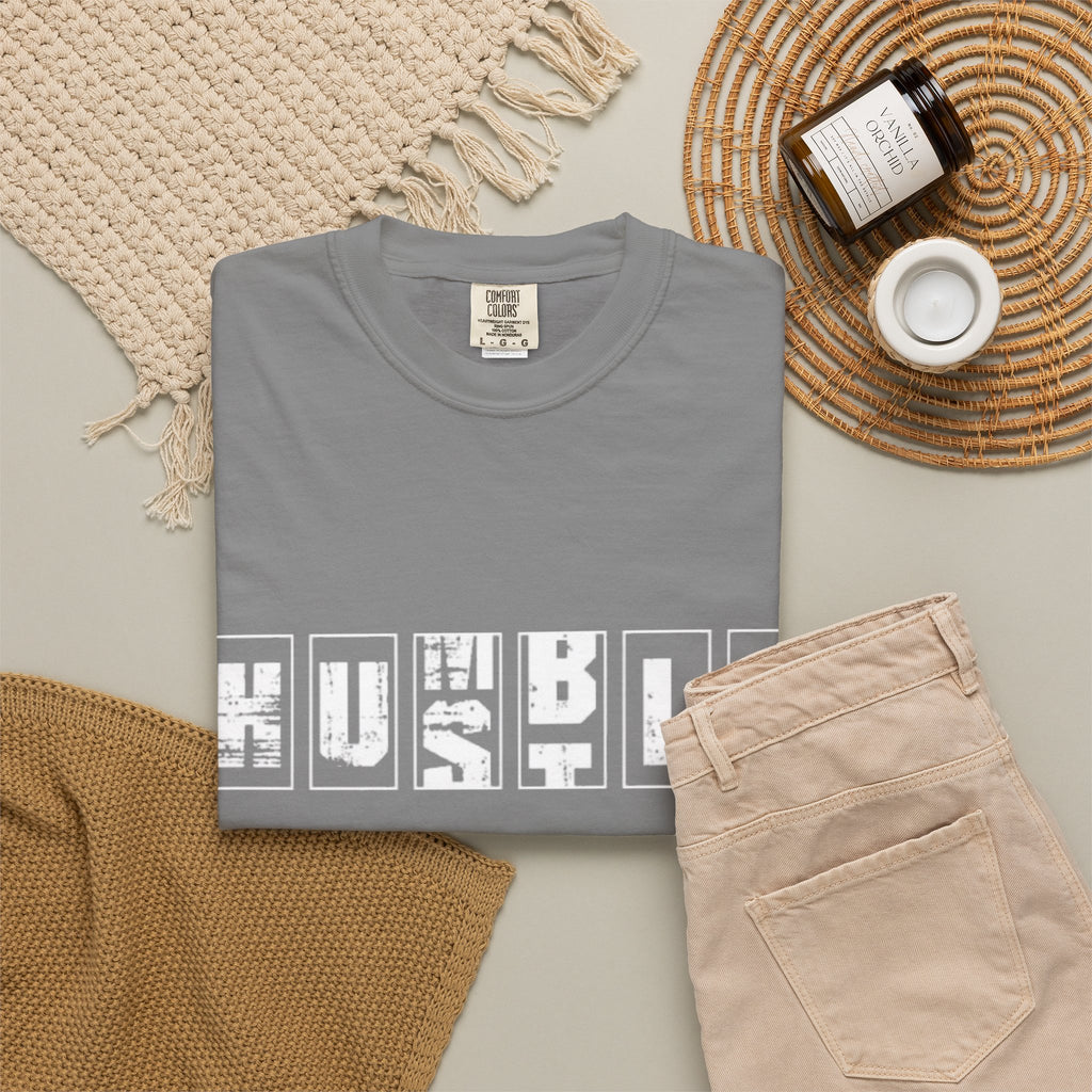 Hustle Block Letter T-Shirt — Vintage Graphic Tee with 'HUSTLE' Design